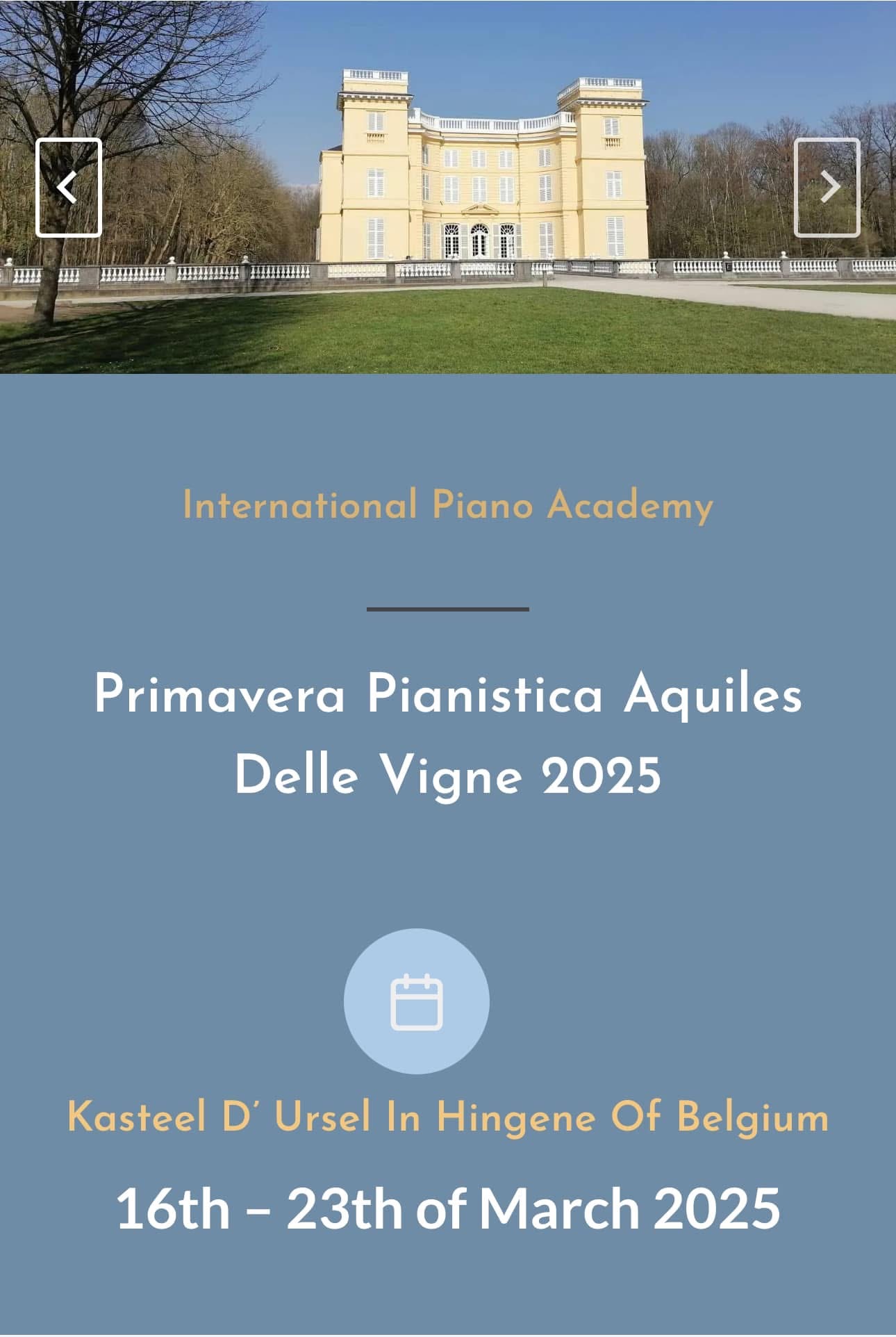 Masterclass at Kasteel D'Ursel In Hingene Of Belgium