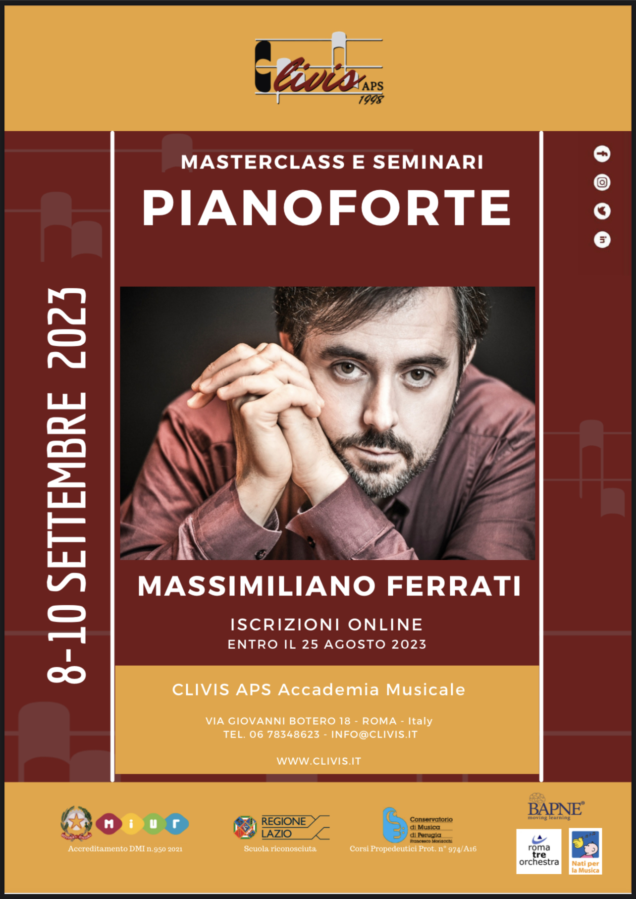 Masterclass in ROME - Clivis APS Accademia Musicale - September 8-10 2023