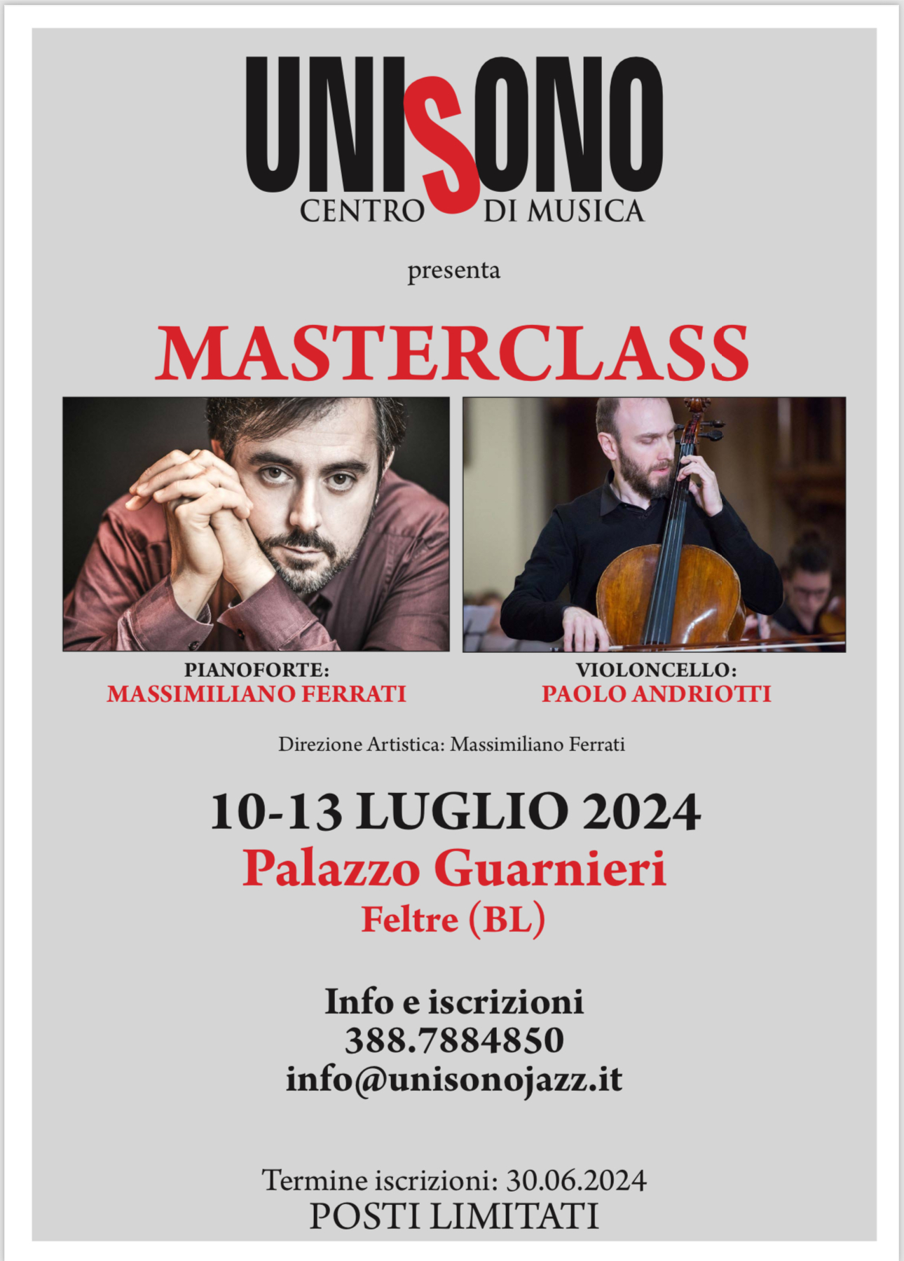 Masterclass in FELTRE (BL) - Palazzo Guarnieri - July 10-13 2024