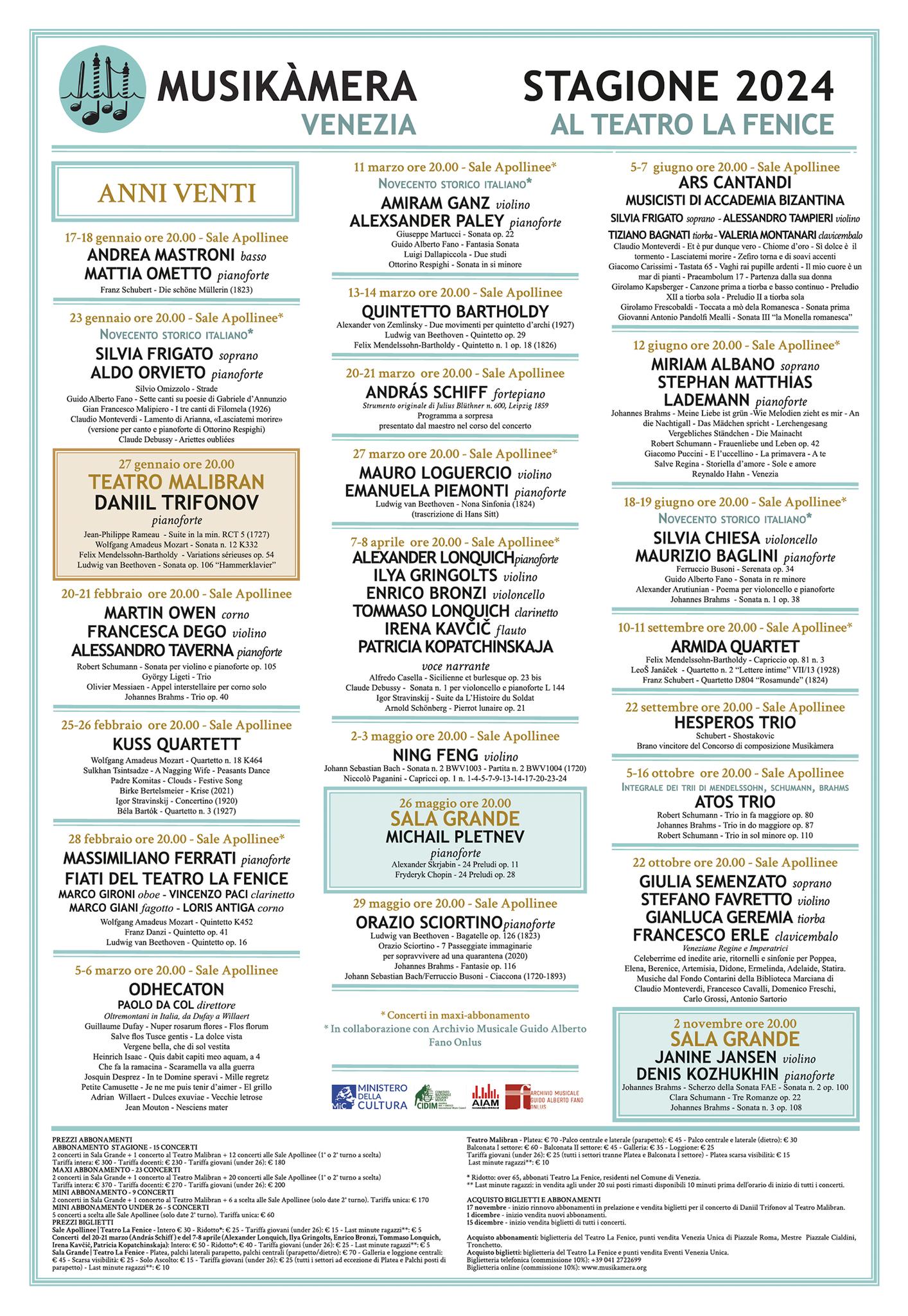 Chamber Music for Musikàmera 2024 - Teatro La Fenice - Venezia