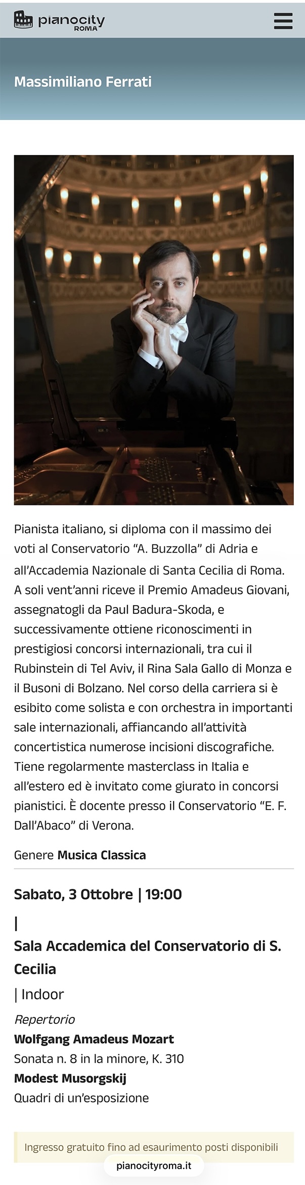 Recital in Rome for Piano City